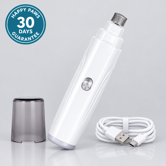 Dog nail grinder with clear cap and USB charging cable