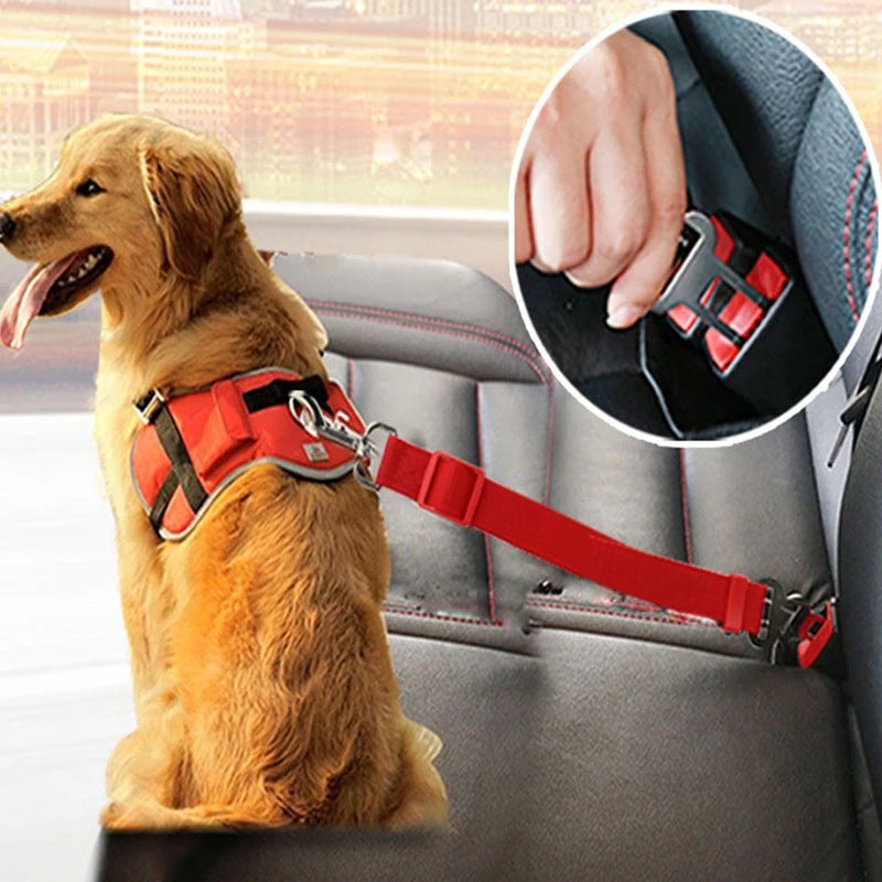 Adjustable Dog & Cat Car Seat Belt – Vehicle Safety Harness Lead Clip