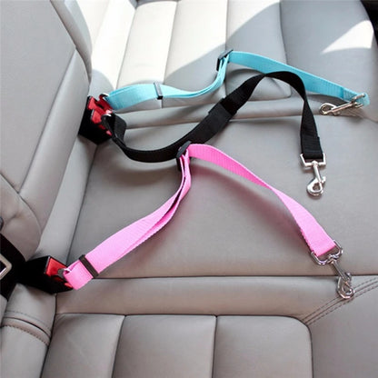 Adjustable Dog & Cat Car Seat Belt – Vehicle Safety Harness Lead Clip