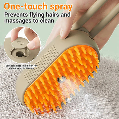 3-in-1 Steam Pet Grooming Brush – Electric Cat & Dog Hair Removal Comb
