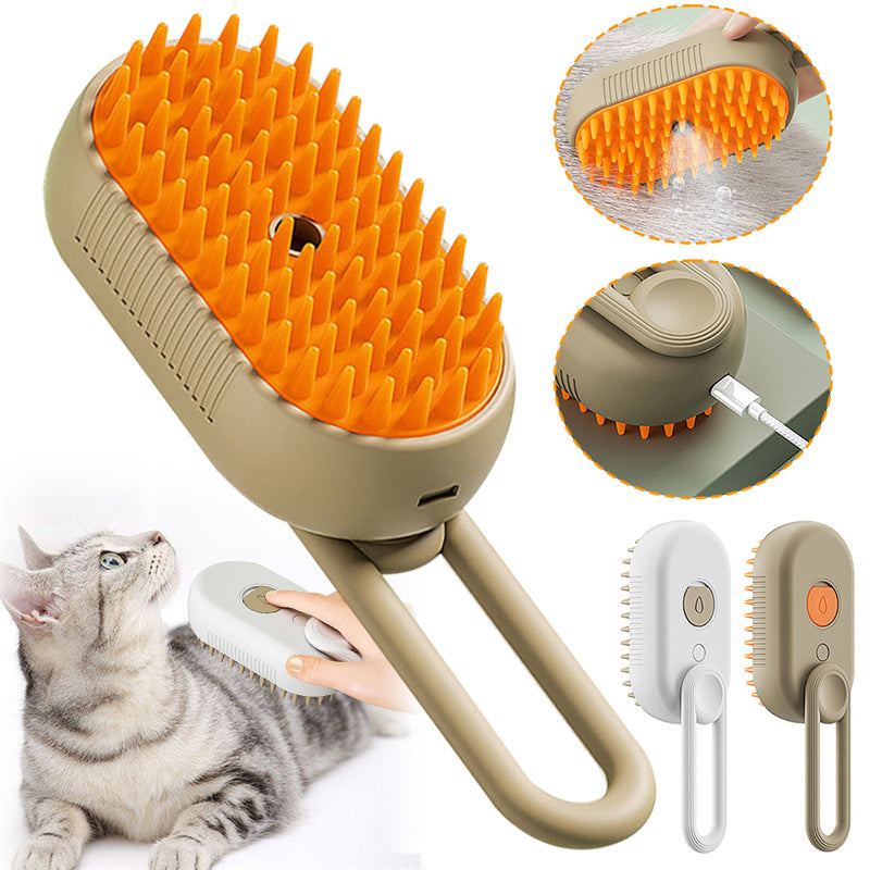 3-in-1 Steam Pet Grooming Brush – Electric Cat & Dog Hair Removal Comb