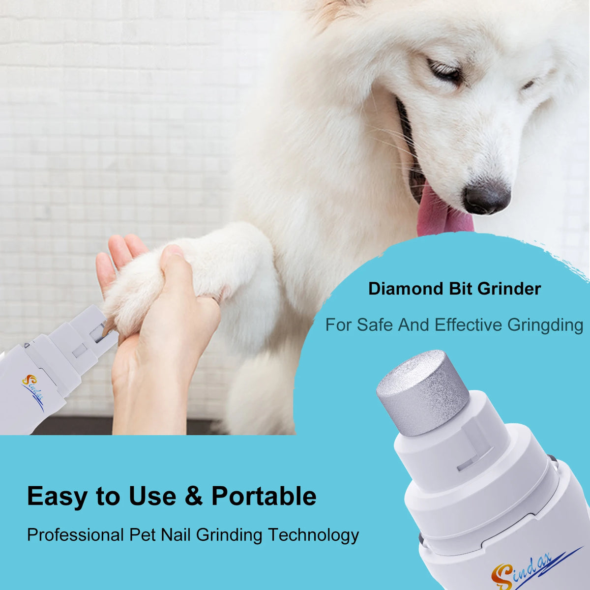Low-noise dog nail grinder with 2 speeds